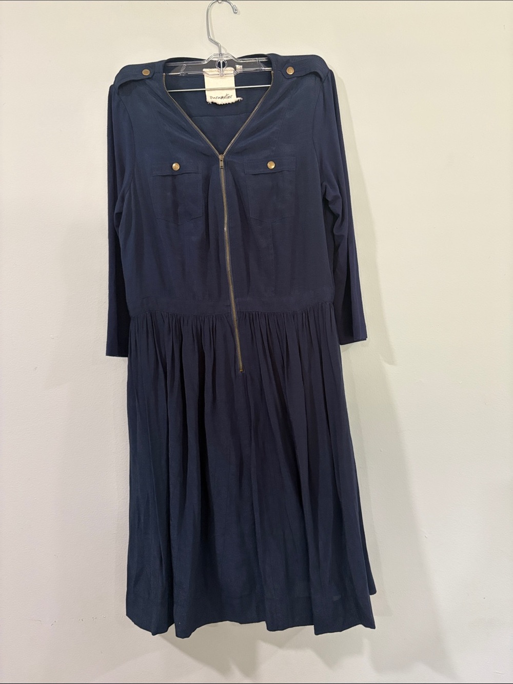PAREMETER Navy BLUE  Zip-Front Dress WITH POCKETS SIZE/8